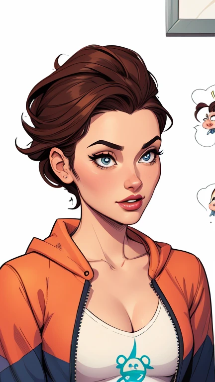 cartoon style:1.2), woman Cartoon image of a woman , sensual clothes , super cute girl, cartoon style illustration, cartoon art style, cartoon art style, digital illustration style, highly detailed character design, cute detailed digital art, City fan art, portrait character design, beautiful digital illustration, high-quality portrait, comic book art, character design portrait, white background Buso without clothes and medium breasts