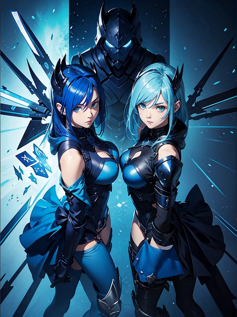 Role playing game card layout, blue theme