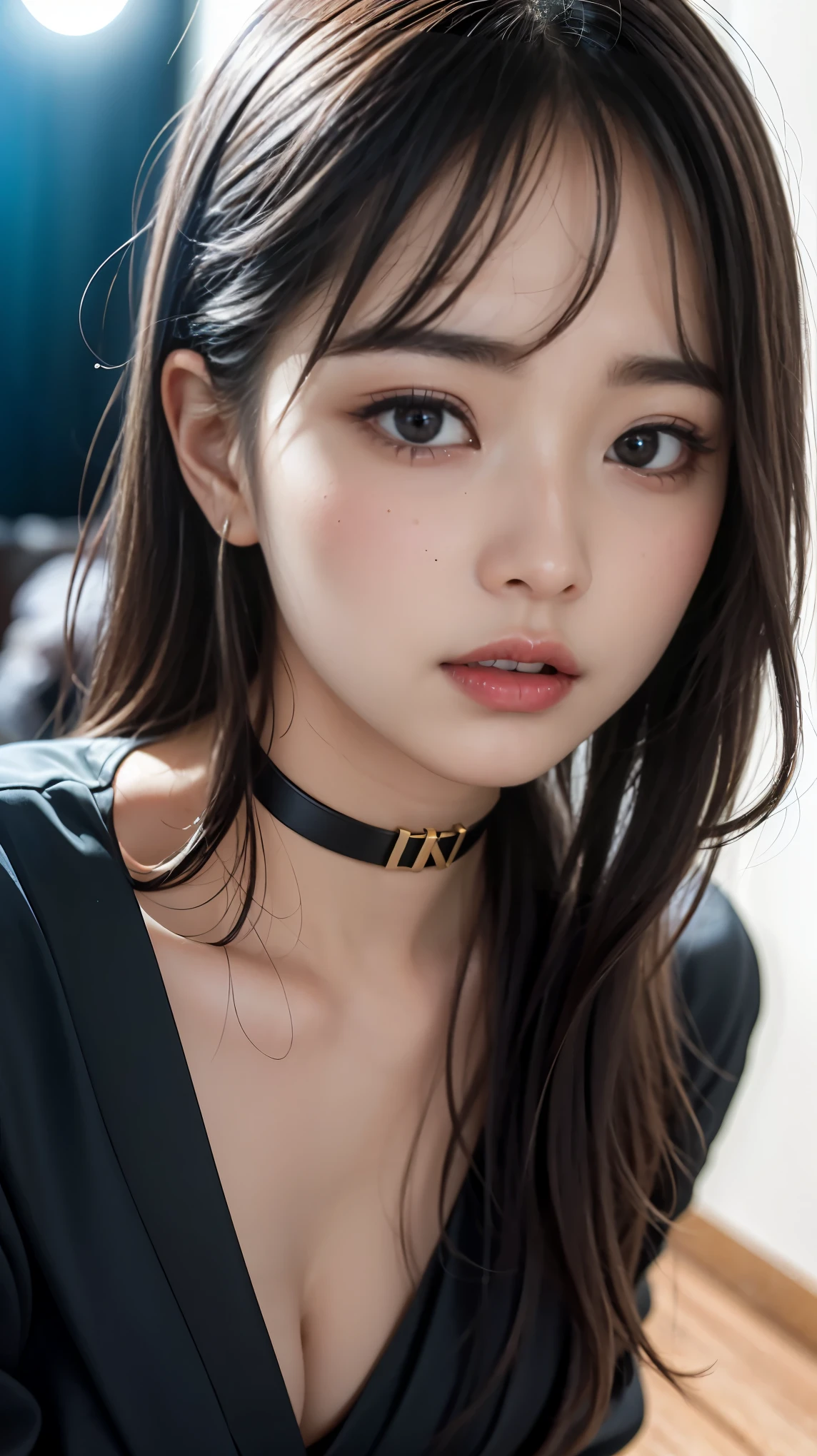 Tabletop, Highest quality, shape, Very detailed, In detail, High resolution, 8k wallpaper, Perfect dynamic composition, Beautiful details, Natural Lip, Gothic May, Black choker, Black gloves, Small Ass, Beautiful back, RAW Photos,KPOP idol faces,cute,Face close-up,BREAK ceremony,((Random sexy poses、put in、Deep pleasure, Ecstatic Eyes:1.2)), ((I gasp hard:1.2))、Ecstatic face、Climax expression、My whole body is convulsing、Official Art,Very detailed CG Unity 8k 壁紙, (masterpiece:1.0),(Highest quality:1.0), photo shoot, 8k, Browsing Caution, High resolution, Kodak Portrait 400, Film Grain, Lens flare brilliance,Very low camera angle, View your audience
