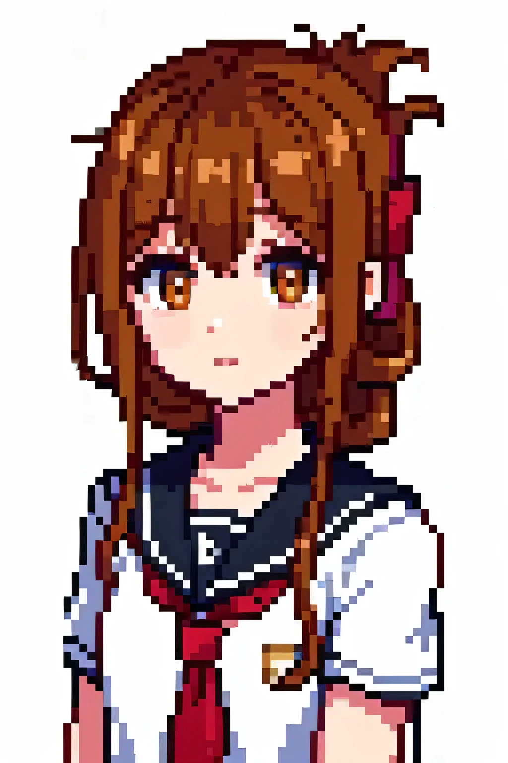 (masterpiece, best quality:1.2),illustration,8k,HD,1girl,solo,upper body,(portrait:1.2),brown_hair,folded_ponytail,brown_eyes,serafuku,long_hair,school_uniform,skirt,pleated_skirt,(masterpiece, Highest quality:1.2),shape,8k,High resolution,1 Girl,alone,brown_hair,Folded_ponytail,brown_eye,Seraphim,length_hair,School_uniform,White bikini bottoms,Are standing、Facing forward.