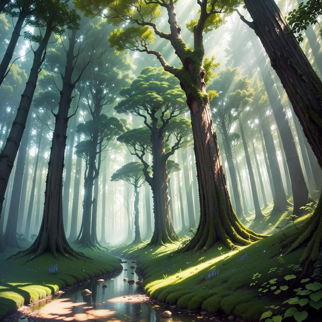 magic forest, (high resolution,work of art:1.2), (detailded,fine arts) textured, (similar to a fairy tale,fancy) element in, (Lush big breasts,exotic) foliage, (Eccentric,enchanted) atmosphere,(dream like) Treehouses， (ethereal,unearthly) colors, (dream like,marvelous) enviroment, (uncanny,Hidden) pathway, (multicolor) flowers, (majestic,chic) the tops of the trees are painted in shades of emerald green, with fairies dancing among the branches,  (peaceful,serene) silence, (intrikate,dainty) twigs, (nice,absurdrez) small stream, (heavenly,magical) sky, (mystic,Mesmerizing) energy, (Fantastic,enchanted) architechture, (airy,ethereal) atmosphere, (Mesmerizing,mesmerizing) Charme, (uncanny,appealing) intense fog, toadstools, (enchanted,magical) artifacts, (decote appealing,Mesmerizing) spells.