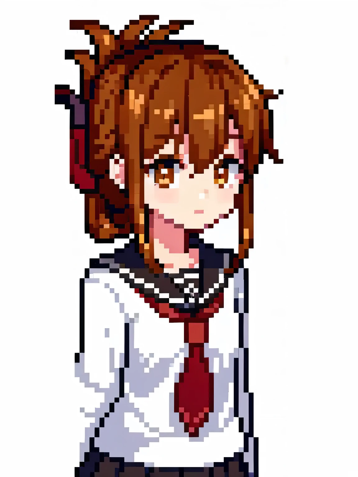 (masterpiece, best quality:1.2),illustration,8k,HD,1girl,solo,upper body,(portrait:1.2),brown_hair,folded_ponytail,brown_eyes,serafuku,long_hair,school_uniform,skirt,pleated_skirt,(masterpiece, Highest quality:1.2),shape,8k,High resolution,1 Girl,alone,brown_hair,Folded_ponytail,brown_eye,Seraphim,length_hair,School_uniform,White bikini bottoms,Are standing、Facing forward.