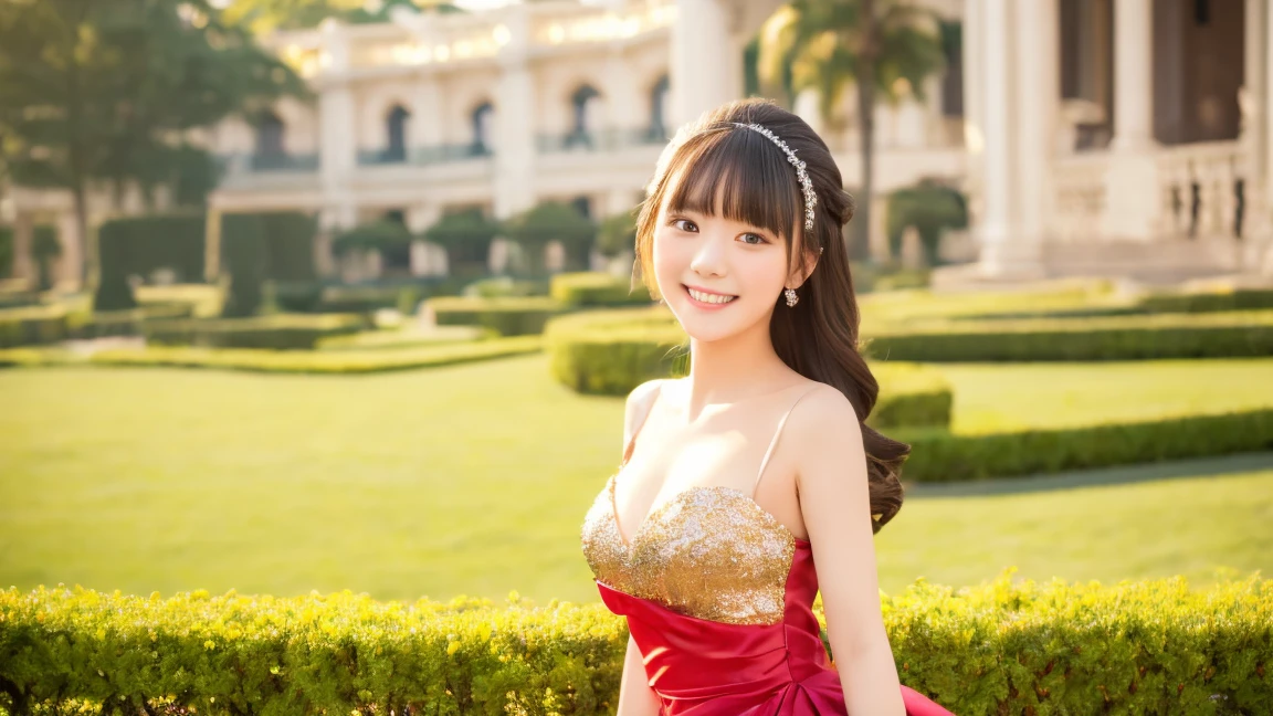 (maximum quality image, masterpiece), detailed casino landscape, cute girl, formal dress, blur background, smile, bonus and promotion