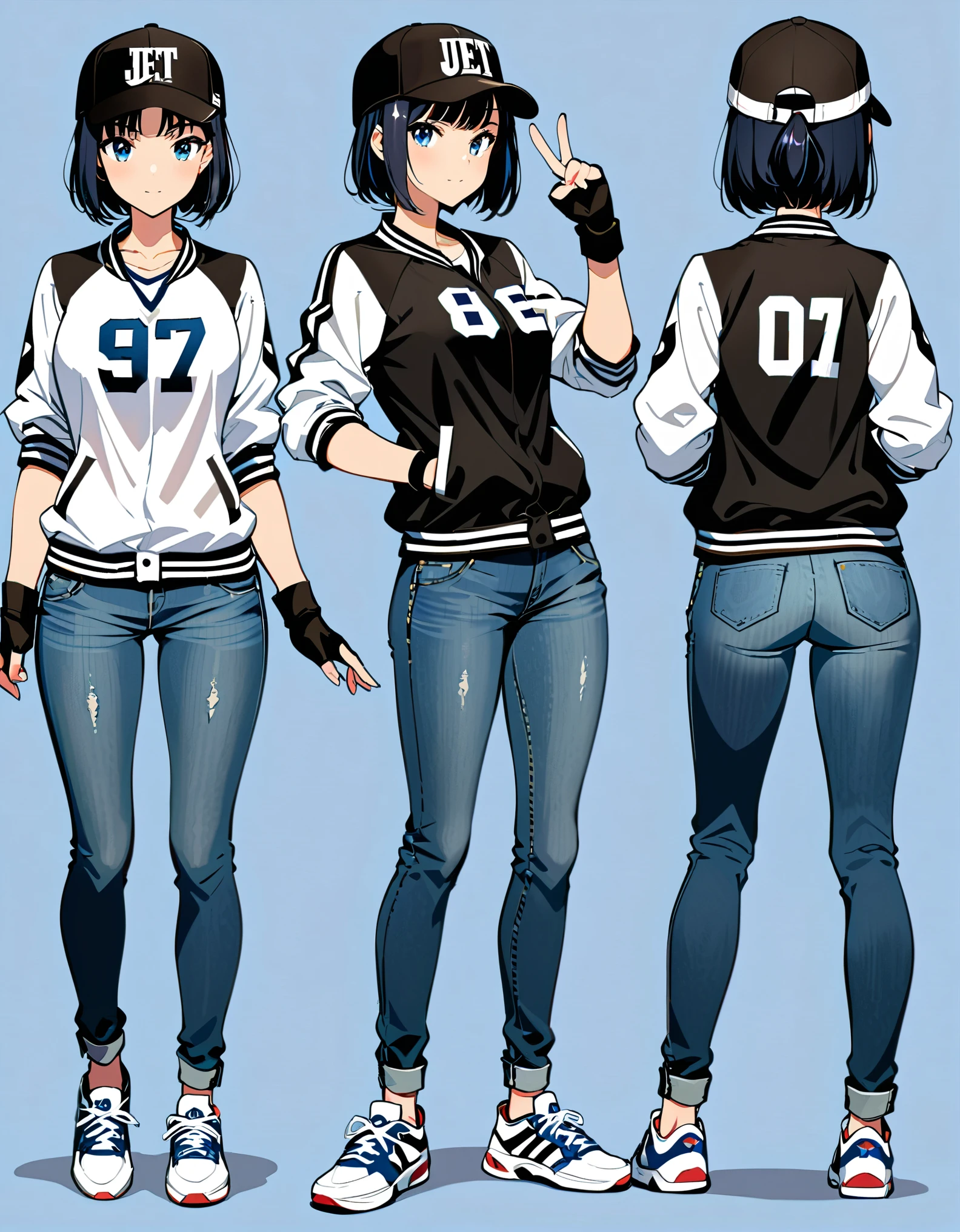 multiple views,1girl,jeans,jacket,full body, <lora:multiple views:1>