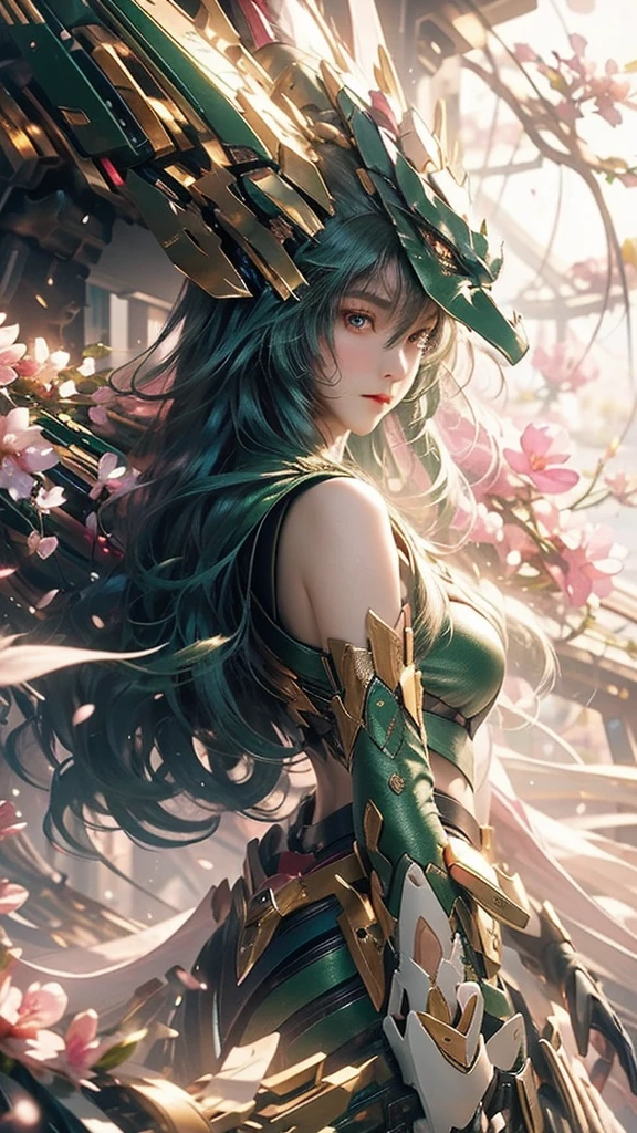 （（高Image quality、Image quality、Ultimate Image quality、Extremely meticulous masterpiece details））,Oriental Xiangyun,Green dragon appears,18 year old fairy,Long hair falls from the dust,man wearing green clothes,Xiangyunzhong,