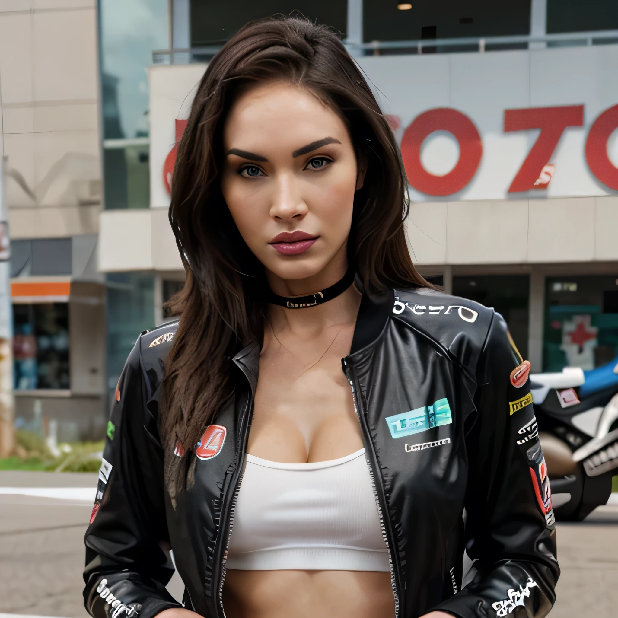 Megan Fox jacket in logo moto GP face hight kvalit