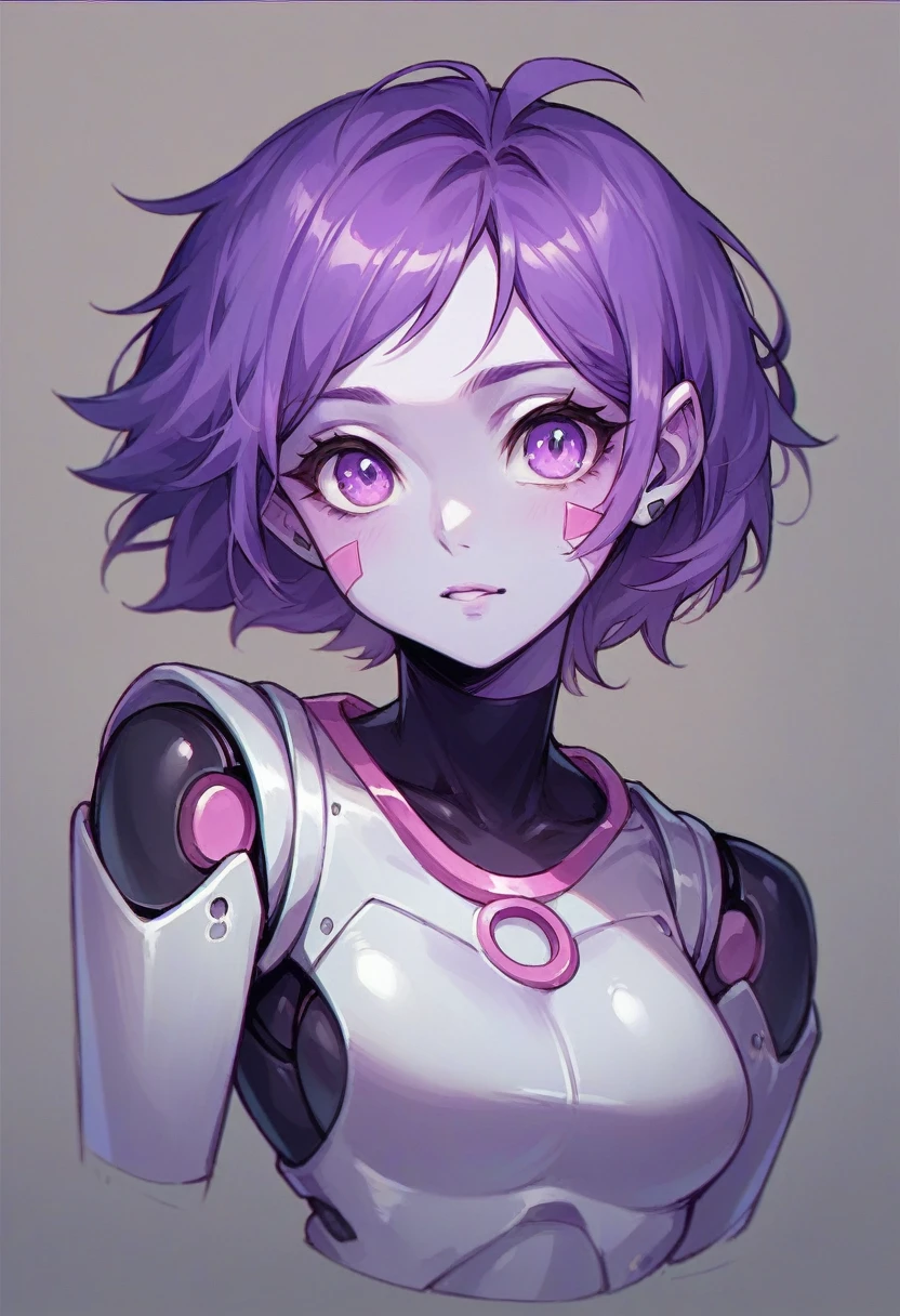 Cute humanoid robot woman girl in profile neon colors purple purple 1080×1920
