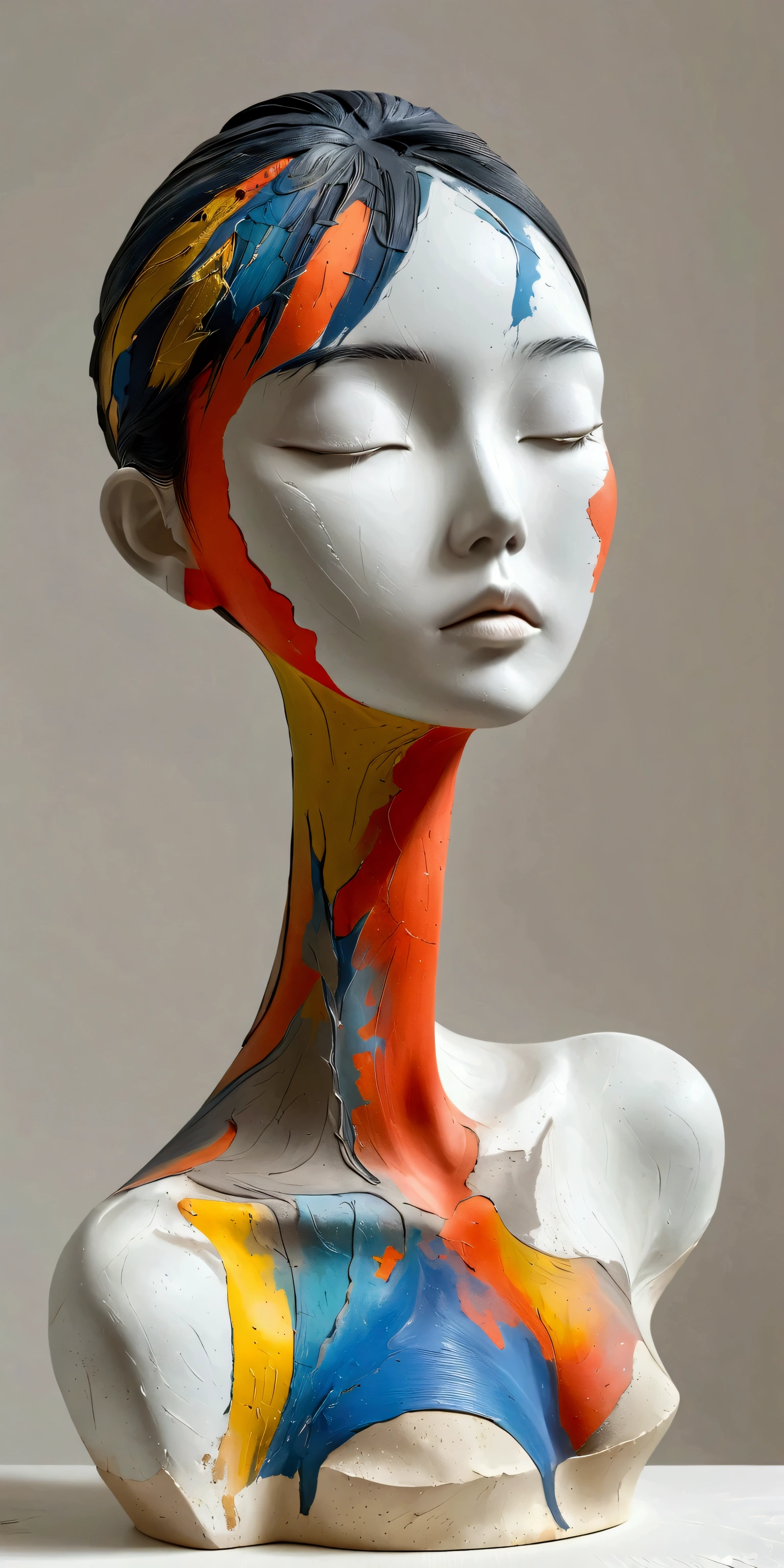 Abstract Sculpture ,Young woman(Thai)Half Body,Abstract Art,Surrealism