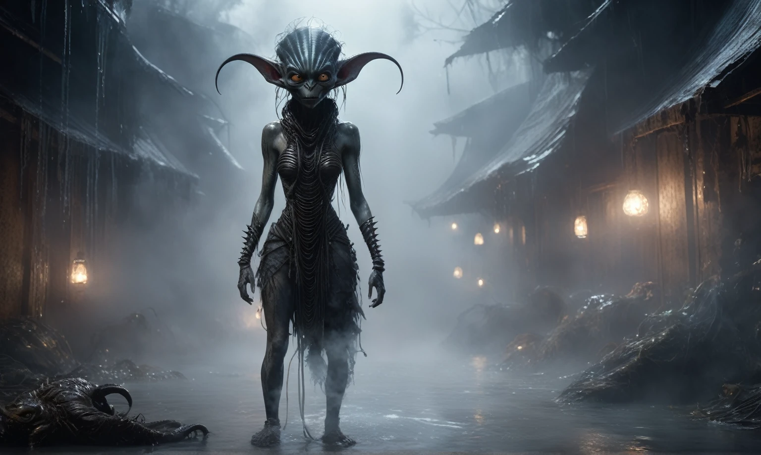 full body length,niobium goblin,native africa xenomorph's slaves,once pretty face,eyebrow up,full body shot,ominous landscape,niobium gray atmosphere,photo,photorealism,Masterpiece,hyper natural skin textures, hyper realism,hyper detailed,High contrast,Realism,Ultra Detailed,irina yermolova,close full body shot,32K resolution,Nikon Z9, ,demonic, fog, smoke, audience, mist, featuring ultra-realistic and hyper-realistic elements,
Marta Bevacqua, Ellen Jewett, Kawacy, Katsuya Terada, Carne Griffiths,concert lighting, bokeh, luminal space that feels
both bright and surreal. Includes liquid fluid elements for added depth and movement. Rendered in an unreal
engine and post-processed to achieve . Evokes a sense of dreamy, ethereal
and mystical mood,horror pixar movie still,thriller disney movie ,pixar render, animated ,suicide moana