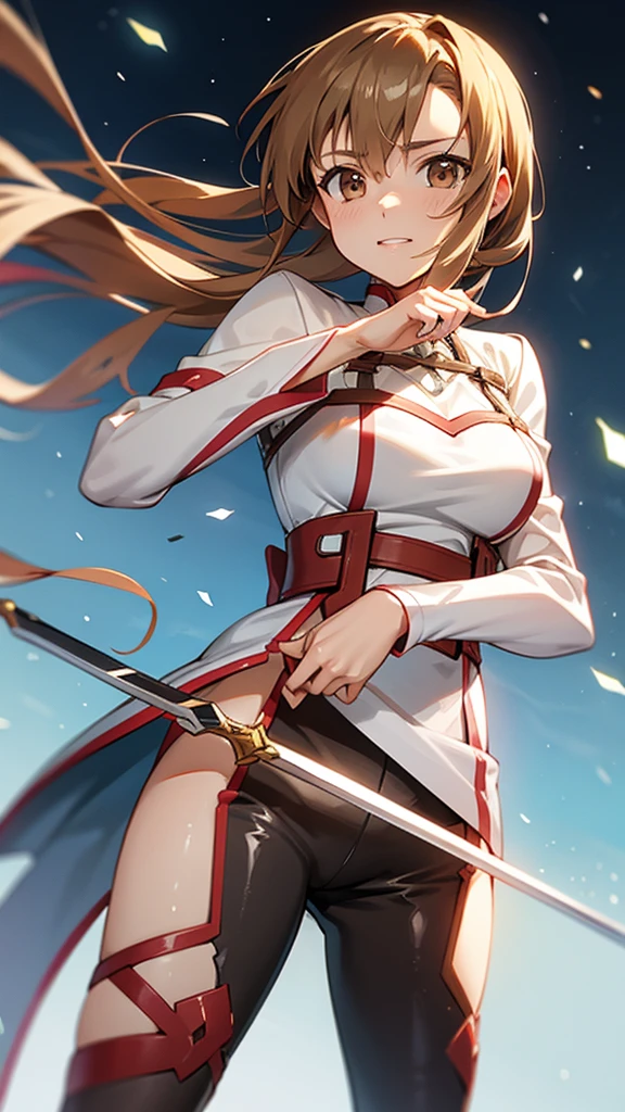 asuna_(sao), sword_art_online, 1girl, brown_hair, brown_eyes