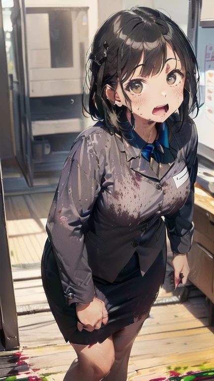 (must be follow these prompts:2.2),masterpiece,best quality,extremely detailed,(in her frousy clothing:3.0),(in her formal styled business suit clothing:2.6),(adorable expression:2.5),(usual face:2.2),(displayed one girl on single picture:2.4),(black hair:2.1),(A short, slightly plump new employee in a business suit working in modern Tokyo:2.2),(The new employee is short and wears a business suit that looks ready to burst.:1.8),(A cute moan like a young girl:2.1),(その新入社員はInnocent faceをしていてとても可愛い:1.9),(The new employee is wearing a business suit that has been stained with a slightly brownish-yellowish stain from a previous .:1.8),(The new employee's breasts, covered by her business suit, are bulging out due to her strong sexual desire.:1.9),(Lewd love juices dripping down the inner thighs of his dark grey trousers:2.1),(in her clothing violated:2.1),(japanese frousy girl:1.7),(men's elected twangers were inserted her:2.3),(she was already stroked up to the depth intervaginal sensual spot:1.7),(notably buldged up her inner labia majora:2.6),(A young, shy moan:1.5),(big breasts in her clothing:2.2),(A new employee with a very innocent look while working in the office:2.3),(The new employee is short but has a slightly plump body.:1.9),(The crotch of his dark grey trousers is heavily discolored with love juice stains.:2.5),(The new employee is convulsing and dripping love juice from her pussy, which is hidden under her pants.:1.8),(The new employee's dark grey trousers, tightly encircling her plump thighs, are damp with lascivious secretions.:1.9),(The new employee endures the slush between his legs by keeping his dark grey trousers on tight.:2.5),(The corner of a young girl's body々A new employee whose entire body was toyed with by the lewd urges that wriggled wetly.:1.7),(A new employee who is always holding his crotch over his dark grey trousers:1.7),(A moan filled with childish embarrassment:1.5),(The new employee's suit-covered breasts and nipples are bulging with lust.:1.8),(The new employee's lewd body beneath her clothes is swelling slightly with her lascivious reaction.:1.6),(The new employee works very diligently.:2.5),(The new employee has short, thick legs.:1.6),(first time々New Employees:2.2),(she looks like japanese idol:2.3),(The dark grey trousers are made of a durable fabric that will never tear.:4.3),(Her bursting breasts are completely hidden under a dark grey office suit:1.8),(she looks like a lolita:2.0),(All of this happened to the new employee himself, not anyone else.:2.1),(Slimy semen was leaking from the crotch area of his dark grey trousers.:1.6),(tough business suit:2.2),(Make sure to depict the face:5.3),(Calm expression:4.3),(Innocent face:3),(The story focuses on just that one new employee.:3.3),(The only characters that appear are the new recruits.:4.2),(Portrait Style:5)