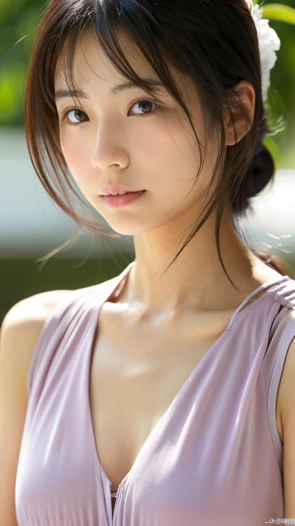 Japanese women、Clothes that do not expose skin、summer、Close-up of face and chest