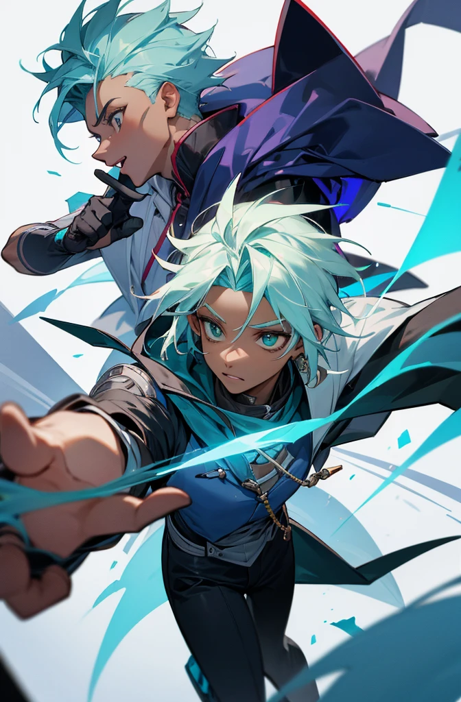 Ekko from arcane wearing a maks and a doctor's jacket