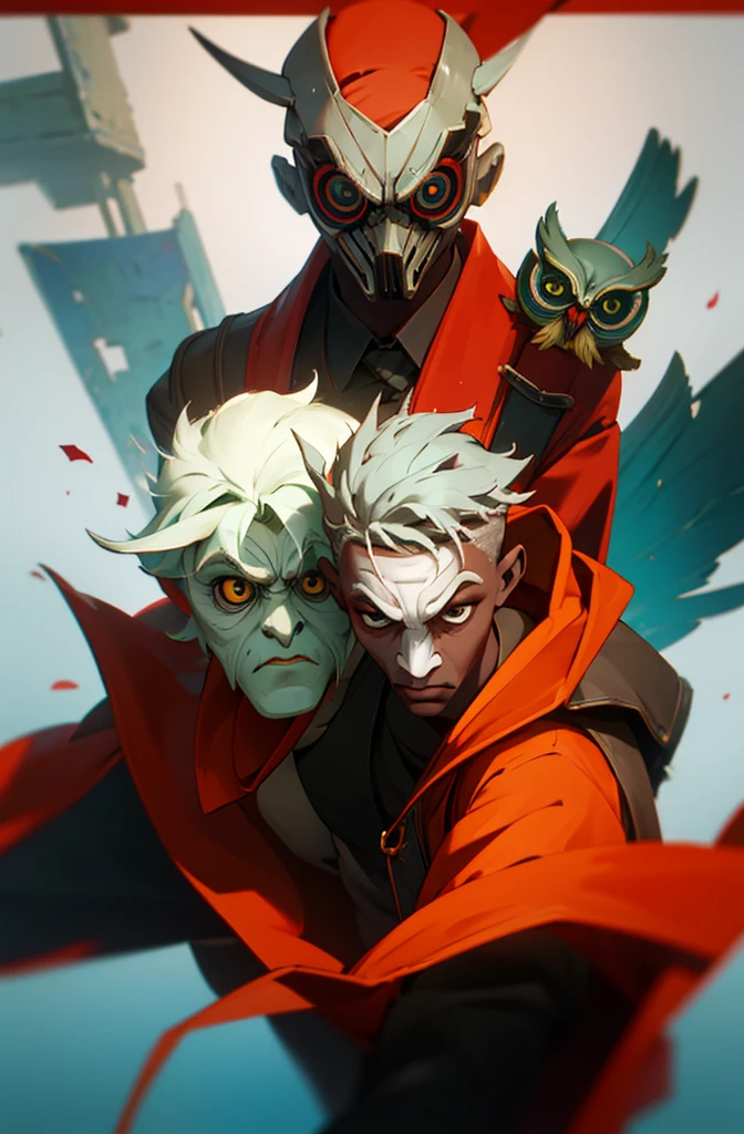 Ekko from the Netflix series "Arcane" wearing a doctor's jacket and owl mask