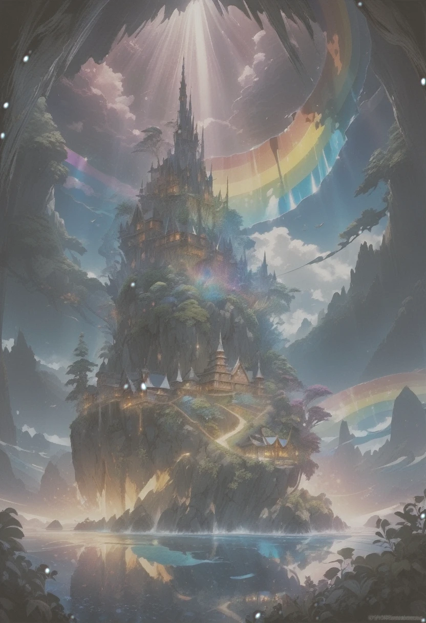 Super detailed, Super complicated, Extremely precise, Mysterious Island, Gothic fantasy meets crystal art, High transparency, Dark fantasy collaboration, Fantastic rainbow-colored mirror reflection, Transparent full color clear water, Sunlight casts a dramatic light on the island, BREAK Professional spray work, Extremely detailed and intricate brushwork, Detailed and clear depiction, Absurd aesthetics,
BREAK Simply Beautiful, A dark background that makes the subject stand out, Dramatic light and shadow, Cinematic lighting for dramatic subject emphasis, A fusion of aesthetics and impact,
BREAK Highest quality, Highest Resolution, Optimized Octane Rendering, super retina vision,