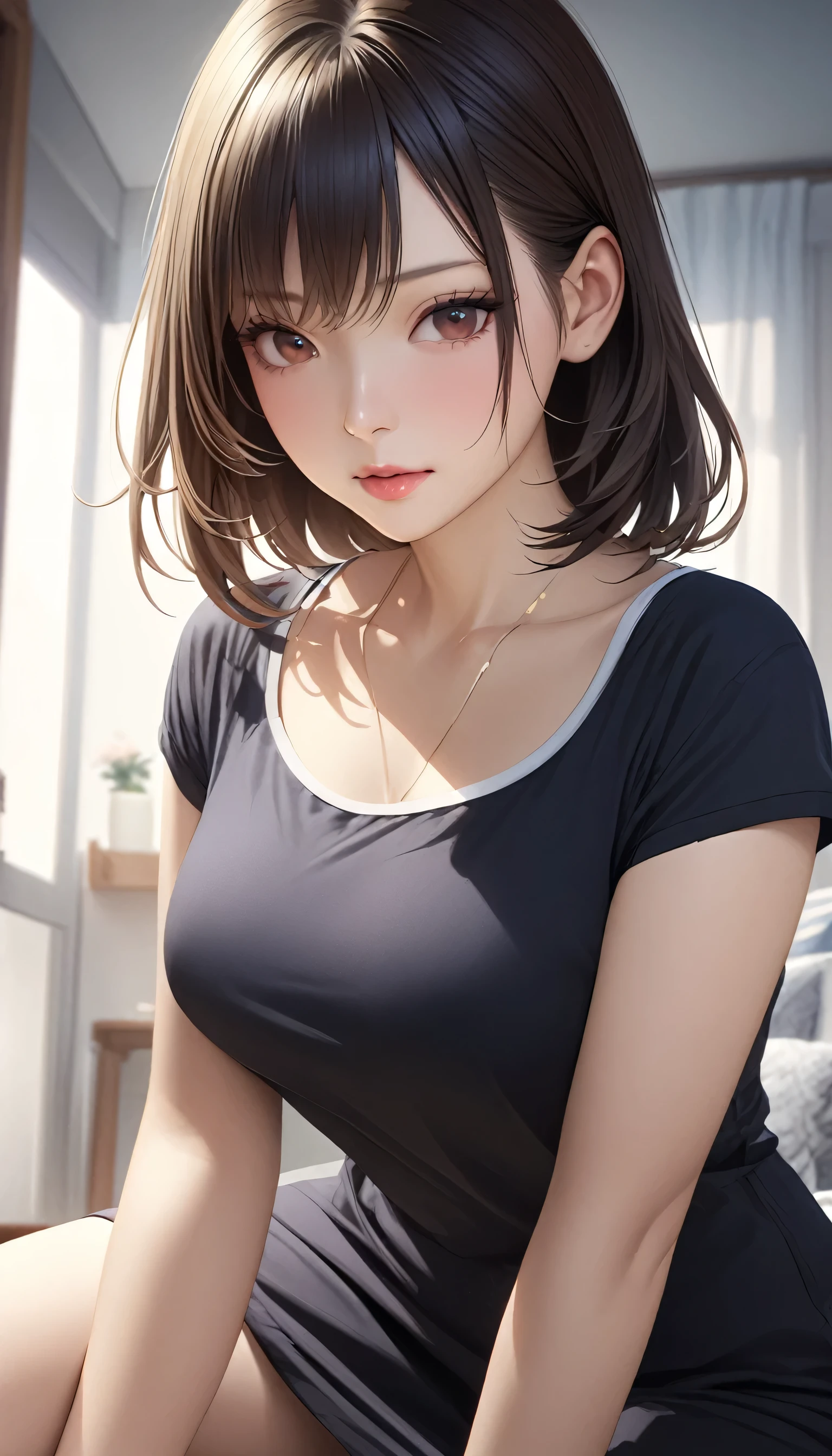 A sneak peek at a married woman、Photorealistic