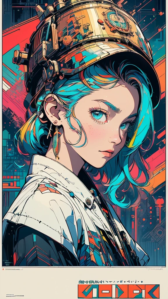 (((masterpiece, highest quality))),(((solo:1.2))),(((1girl:1.2))),32k wallpaper, very detailed, poster, vintage science fiction,(((((geometric cinematic movie poster))))), ((bauhaus)),(shape),(((abstract))),(mid century modern),movie poster,(((((portfolio))))),(((((Close-up))))),(((((bust up))))),((((more various angle)))),((((highlight)))),Vast landscape,((((heterochromia)))),(((complete. detailed face))),((((Extremely talented)))),(((((most complecated futristic machine))))),(Colorful color scheme),reflect kaleidoscope