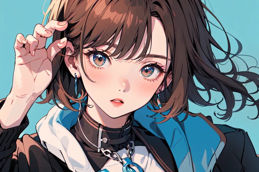(Representative works:1.2)、Highest quality、Pixiv、Rebellious girl、Portrait、Light brown hair、Female、