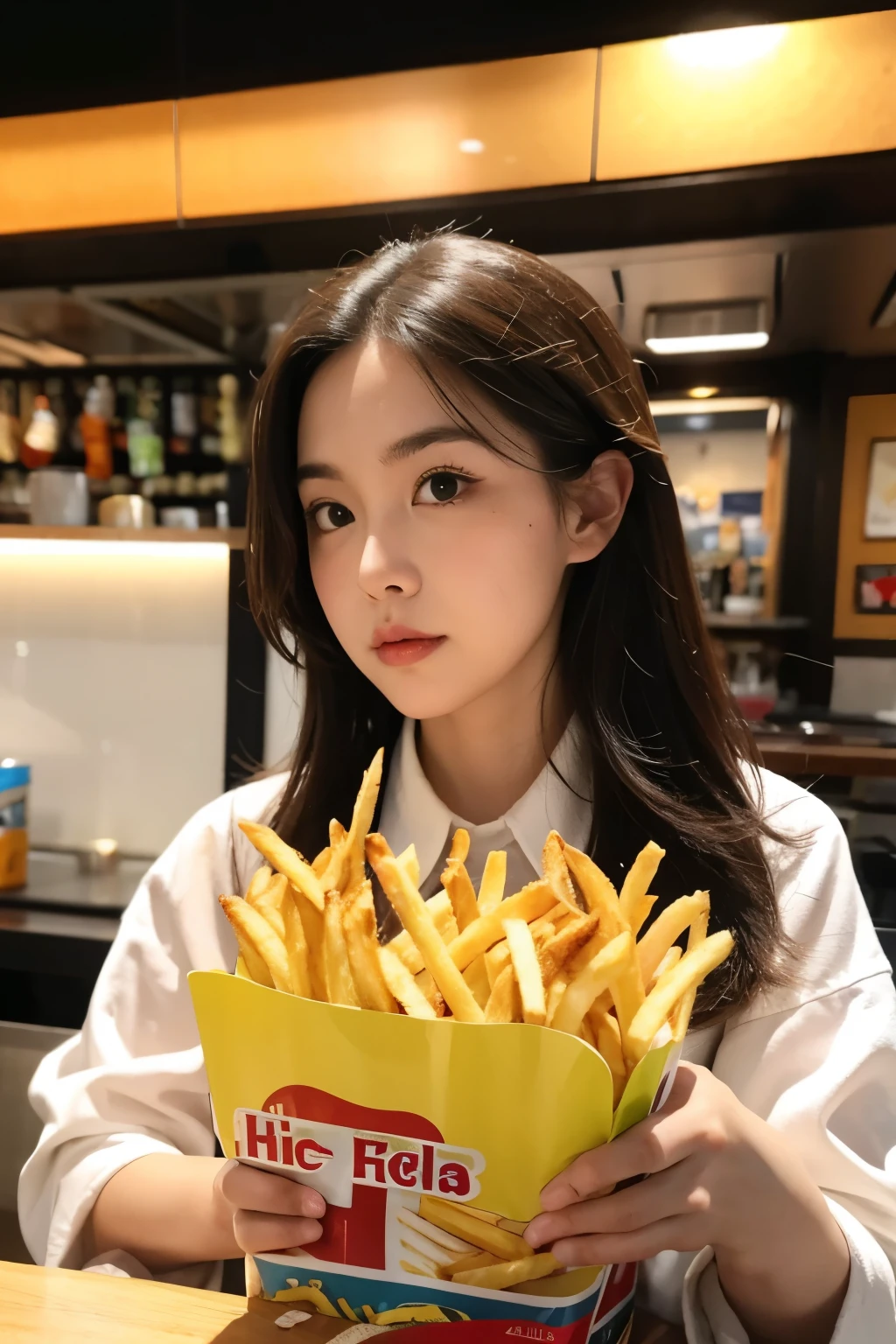 Hamster eating French fries
