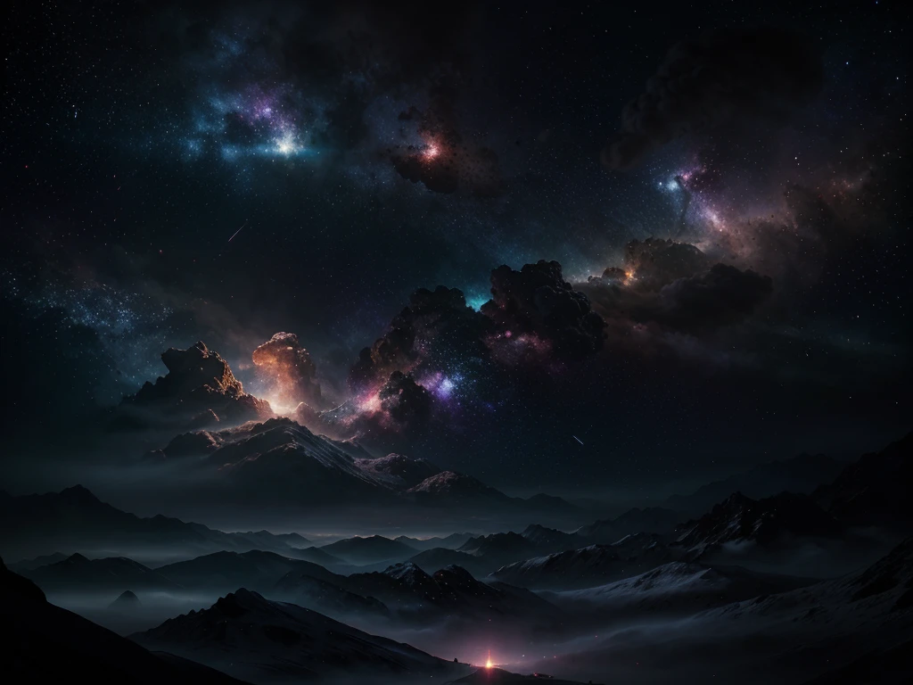 a breathtaking galaxy, detailed nebulae, swirling cosmic dust, glowing stars, ethereal lighting, cinematic composition, dramatic chiaroscuro, rich colors, deep shadows, surreal atmosphere, intricate details, volumetric lighting, photorealistic, highly detailed, 8k, best quality, cinematic, dramatic, digital painting, concept art
