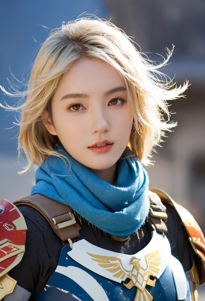 (((masterpiece))),16K,best quality, illustration, Earth, water,fire,wind,space,1 Girl,Blonde Hair,Beautiful mecha,Shining Armor,Eagle Helmet,Pretty Face,scarf,Paper_cut,National Foundation