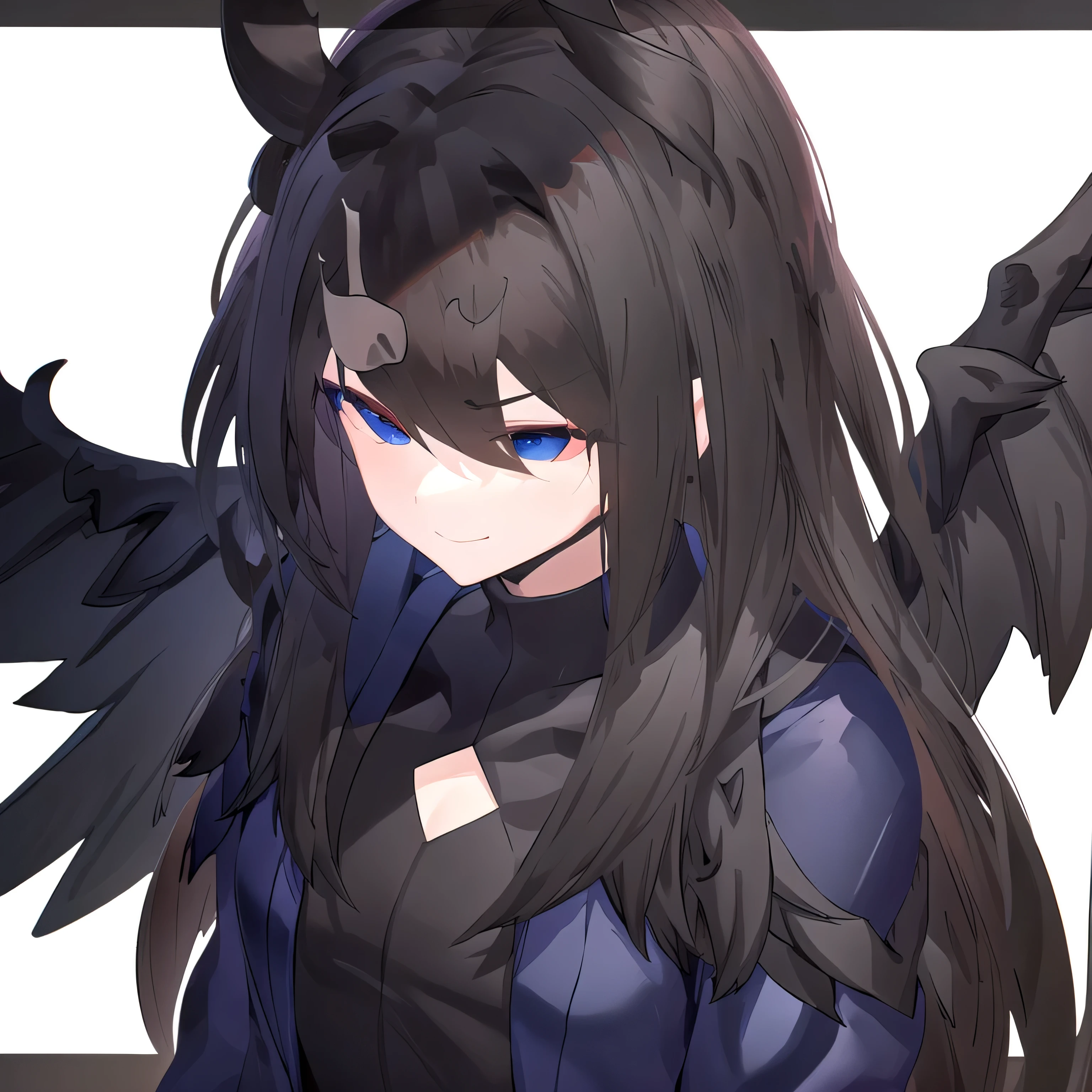 Windrazor, 1girl, wearing hoodie, close all face with mask, green eyes, black wings, big wings, big breast, outdoors, rooftop, afternoon, confident smile, 12:25pm
