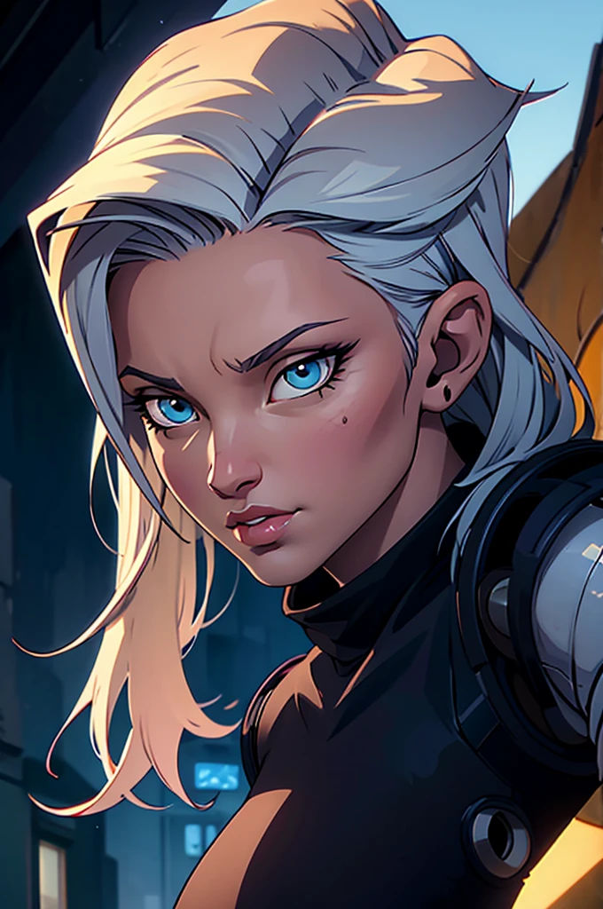 a beautiful neko android 18, detailed facial features, detailed eyes, detailed lips, detailed nose, detailed face, long eyelashes, catlike ears, catlike tail, detailed android components, cyborg body, intricate mechanical details, highly detailed, 8k, photorealistic, masterpiece, vibrant colors, dynamic lighting, dramatic poses, fantasy art