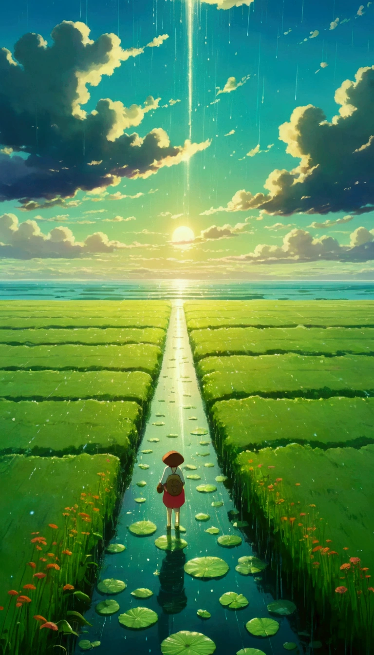 Ghibli summer ocean rain field Chico