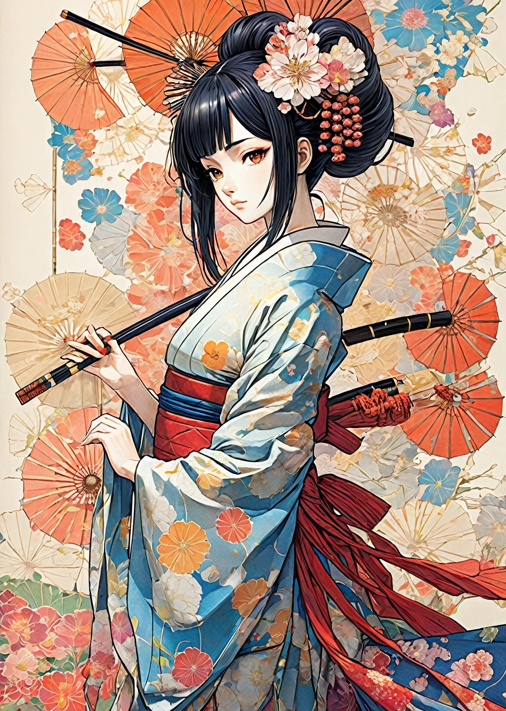 1 Girl Machine Arm Geisha Kimono
( Manga by Sui Ishida)