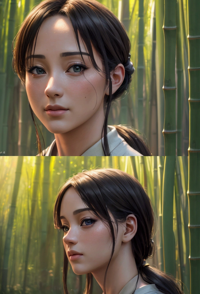 (Highest quality,4K,8k,High resolution,masterpiece:1.2),Very detailed,(Realistic,photoRealistic,photo-Realistic:1.37),anime,Bamboo grove,New Year,Vibrant colors,Concept Artist,