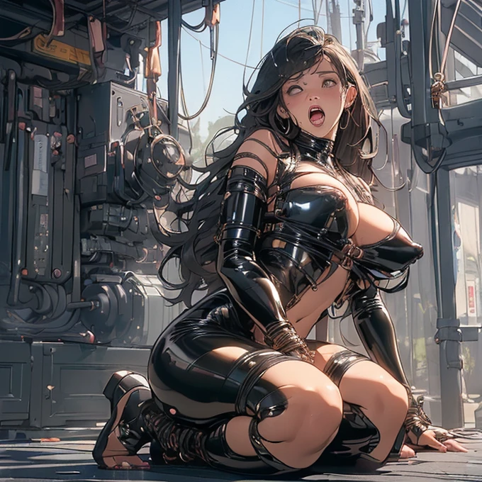 (((Full body latex bondage suit))),(((masterpiece, Highest quality))),(((alone:1.2))),(((One Girl:1.2))),32K Wallpapers, Very detailed,(((((portfolio))))),(((((close))))),(((((Breast augmentation))))),((((More angles)))),(((highlight))),(((completion. Detailed face))),((((Very talented)))),(((((The most complex machine))))),(((Genius Mechanic))),((Overall colorful)),(((((Huge breasts,Browsing Caution,((BDSM)),((Ripped latex bondage)),Erect nipples,Transparent chest,A woman experiencing orgasm,Grab the penis, from penis