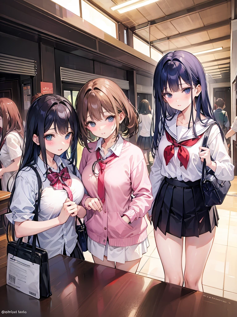 Crowd of girls, school hallway, hot cute girls, tons of girl
