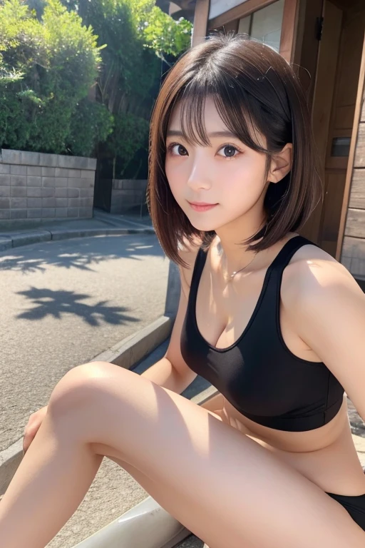 ((4K,8k,Masterpiece))、photograph、Highest quality、Detailed face、High resolution、actually exists、A rare talent、Beautiful Eyes、looking at the camera、1 Japanese、Japanese Idol、girl、cute、Natural Makeup、Dark Eyes、19 years old、Marathon runner、Cleavage、Transparency、Sweaty skin、High leg、on the track、Long distance runner、Tying shoe laces
