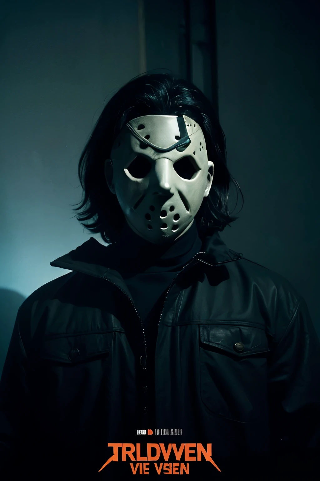 create img, poster of film, michael myers versus jason voorhees, theres a text under picture that says "Malam Penentuan di sekitaran DOYO"