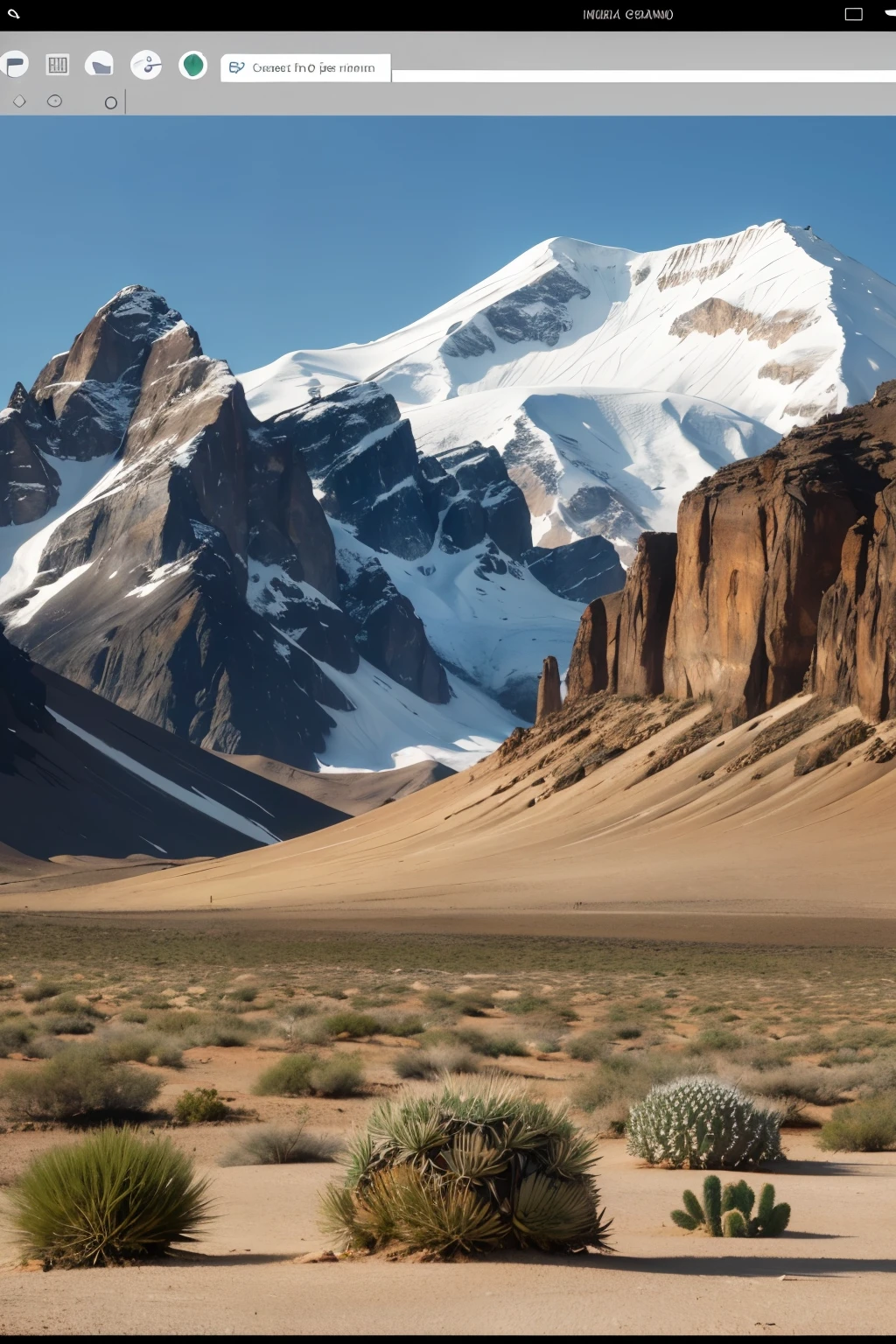Create a professional image. The image will have a background with extreme landscapes, such as arid deserts, snow-capped mountains and rocky terrain. At the center, there will be a variety of hardy plants, such as cacti, mosses and tundra plants, demonstrating the diversity of species that thrive in harsh conditions.