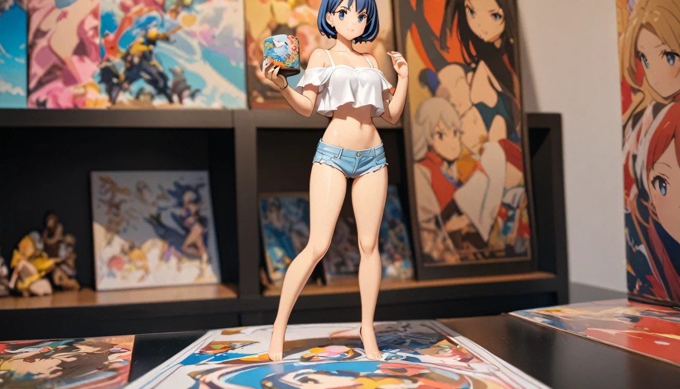 woman,Short camisole,Crop shirt,Off the shoulder,white,art, anime,figure
