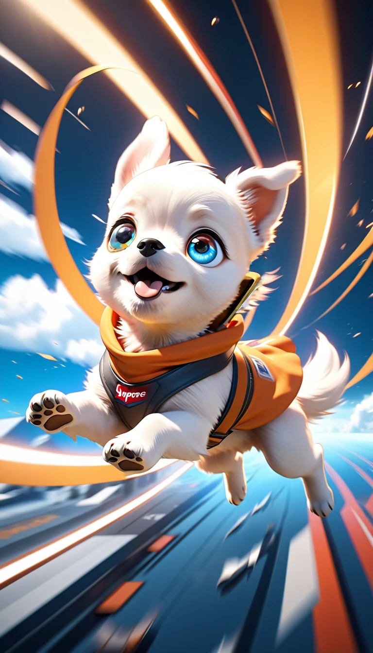 Honey overflowing from a honey pot, Flying bee, Very detailed, Dynamic dance moves, Funky Eyes, Perfect 3D CGI rendering, A work of art with the highest aesthetic quality, Super Retina、Miniature Pinscher
