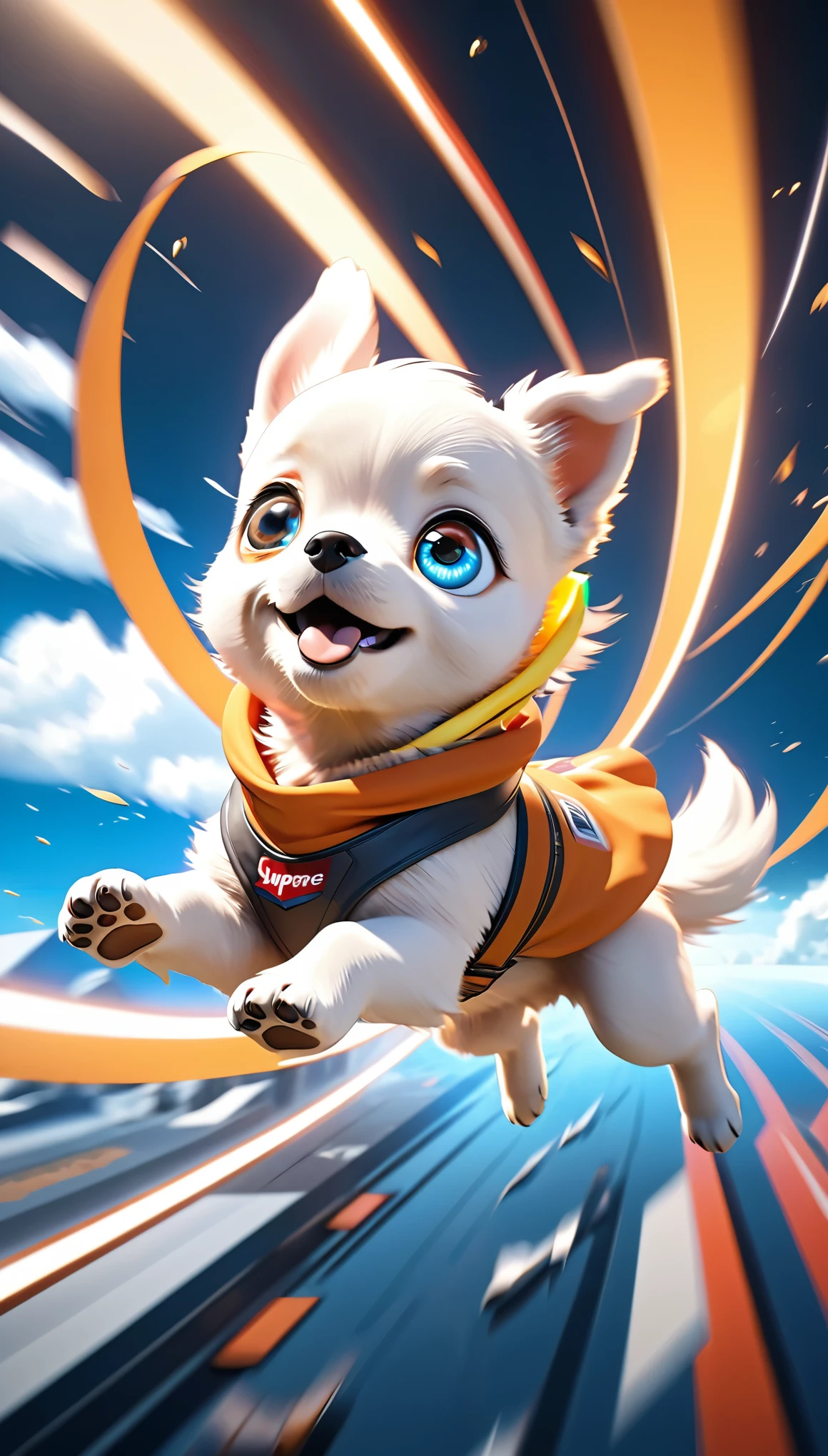 Honey overflowing from a honey pot, Flying bee, Very detailed, Dynamic dance moves, Funky Eyes, Perfect 3D CGI rendering, A work of art with the highest aesthetic quality, Super Retina、Miniature Pinscher