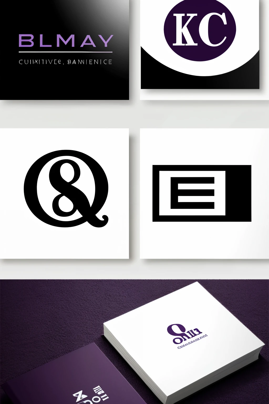 Create a brand logo，The logo design includes the three letters OCM and the graphic itself.，Black and white series，Can partially blend purple，Simple and high-end，Luxury，Strong sense of design，Strong sense of composition，Applicable cultural and creative、books、artwork、Vacation and other fields。