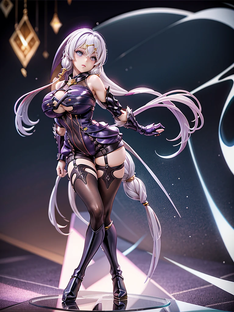 Big Breasts, Look straight ahead, Turn your body forward, Standing with your legs apart:1.4, Purple Bondage:1.8, Purple Dress, tights, Knee-high boots, Shorts:1.5, Low skin area, Perfect proportions, Older sister in her 20s
