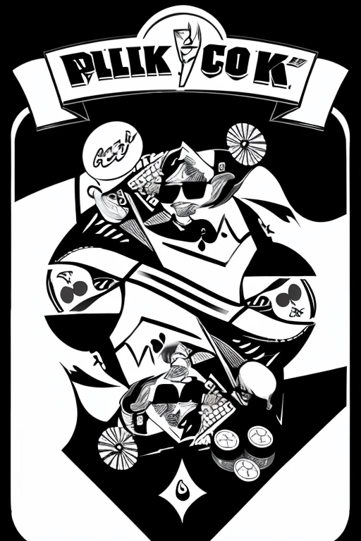 Paint-like Poker-style logo Black and White cool