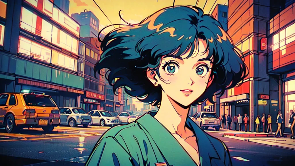 (80's, Retro, City Pop:1.5), (Album cover), (masterpiece, Highest quality, Intricate details), (anime, figure), (pastel colour:1.3), Best Photo Poses, Dynamic Angle,
girl, alone, smile, A perfect eye for detail, Delicate face,
City scene, City of night, Tokyo, High Fashion, 