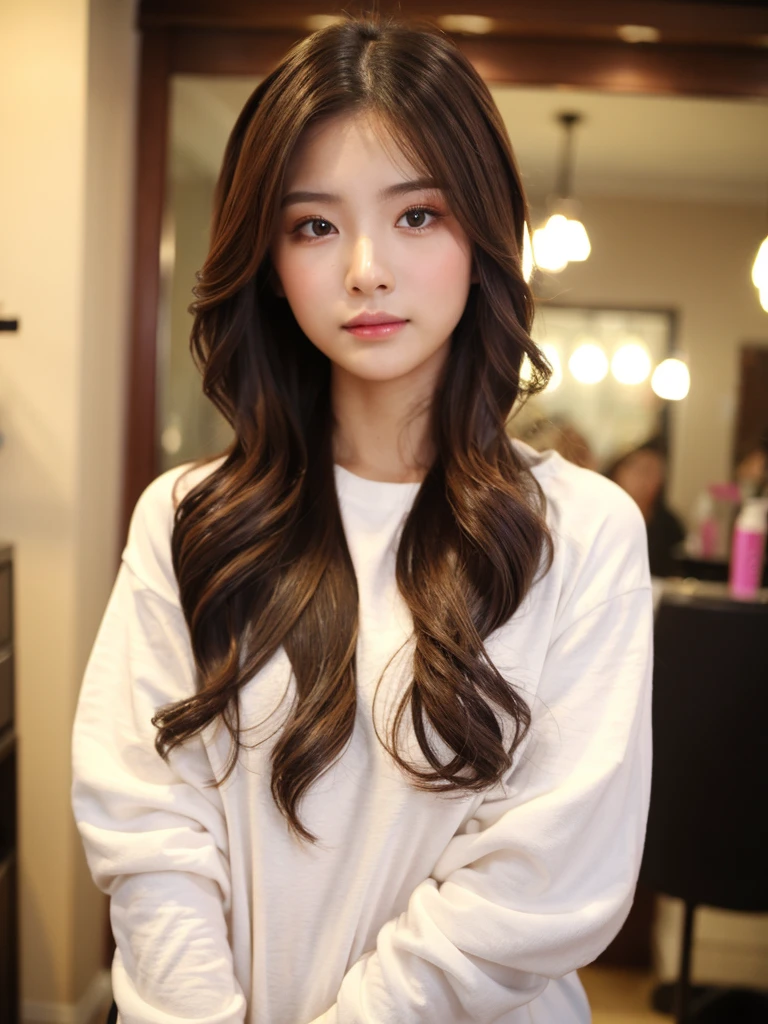 ((Highest quality)), ((masterpiece)), (detailed), One girl, Salon model、long hair、The background is a beauty salon、Long sleeve