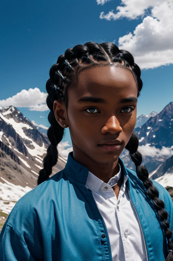 Venti is the God of the air He has created the mountains with his own hands He is a boy with the appearance of a young man. He has black hair and blue at the tips, she combs it in braids
