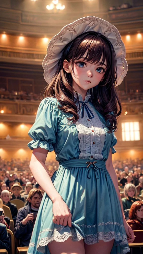 (4K,masterpiece,Highest quality,Super detailed),(Cowboy Shot:1.2),(Dawn,bloom),The audience watching,(alone),(Women&#39;s Page),Japanese,(Teen),(Medium Hair,Silky Hair,Straight hair,Black Hair),(Beautifully detailed face,Beautiful attention to detail,Detailed skin,Mid-chest,Medium Hips,Fair skin),thin,A light smile,shy,(Wet one piece competitive swimsuit),Poolside with long flowing blonde hair、Make up image of young woman with captivating violet eyes。she smiles warmly、There is a slight redness on the cheeks。Wearing a wet school swimsuit、The tight-fitting swimsuit perfectly shows off her body lines.。The setting is the school pool.、The strong midsummer light shines brightly on the school swimsuit.。The background is slightly blurred to focus on her school swimsuit.。she stands confidently、Exudes a friendly and approachable attitude,Protruding nipples