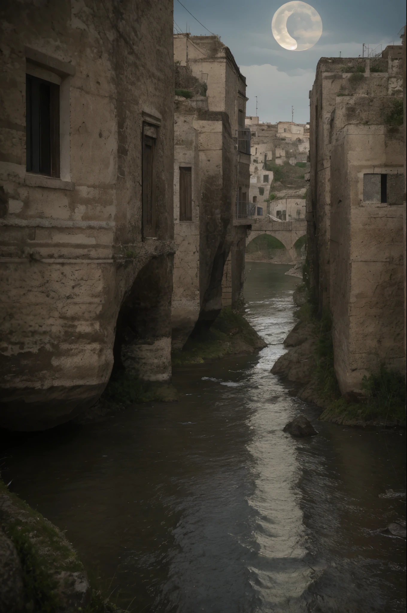 Moonlight landscape by the river (art by Pieter Jansz van Ruyven and Aleksandr Makovsky and Dan Witz:1.2), in sassi_di_matera,
(collaboration and goal-driven and intergalactic and emerald and wild atmosphere, hovering lights, aesthetic of realism and indigenous australian art:0.1),
leading lines, out-of-the-box masterful creation with skillful details,
(hooker's green and blue-green colors:0.1), a nice looking young guy