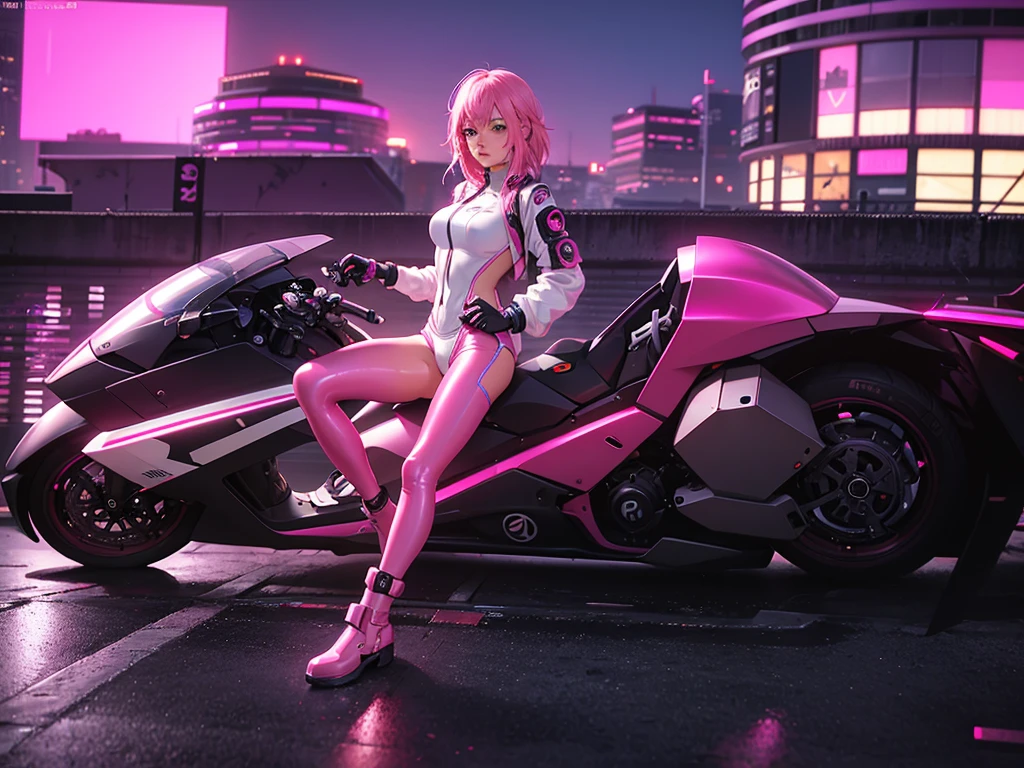 Full body like,Anime girl with pink hair and futuristic costume in the city, Hyper-realistic cyberpunk style, cyberpunk anime girl, Digital cyberpunk anime art, dreamy cyberpunk girl, Anime style. 8K, female cyberpunk anime girl, digitl cyberpunk - anime art, portrait anime space cadet girl, the cyberpunk girl portrait, beautiful cyberpunk girl face, anime styled 3d, photorealistic anime girl rendering,(RAW photo:1.2),camel-toe,Hollow-out on,sweat leggs,, Smooth pink skin, shiny metallic glossy skin, Shiny, spread their legs M-shaped legs,angry look,sullenness,Irritated, all over body,Full body like