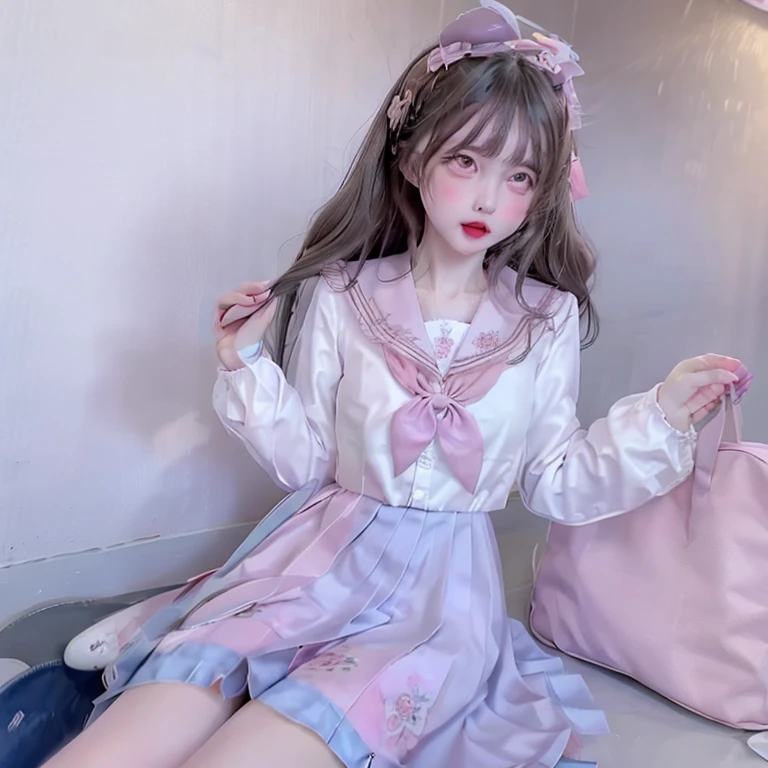 Soft pastel dresses　Fine lace and embroidery. Fluffy long hair tied up loosely.、corolla　Pale blue or pink、White or pastel colored long dress　first round　brainwashing　defeat　yield　Prostration　Princess　Big Breasts　clear　incontinence　Peeing　Loss double piece ahegao