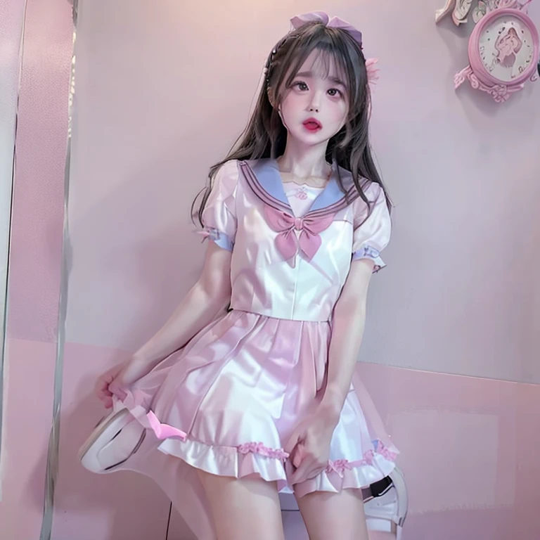 Soft pastel dresses Fine lace and embroidery. Fluffy long hair tied up loosely.、corolla Pale blue or pink、White or pastel colored long dress first round brainwashing defeat yield Prostration Princess Big Breasts clear incontinence Peeing Loss double piece ahegao