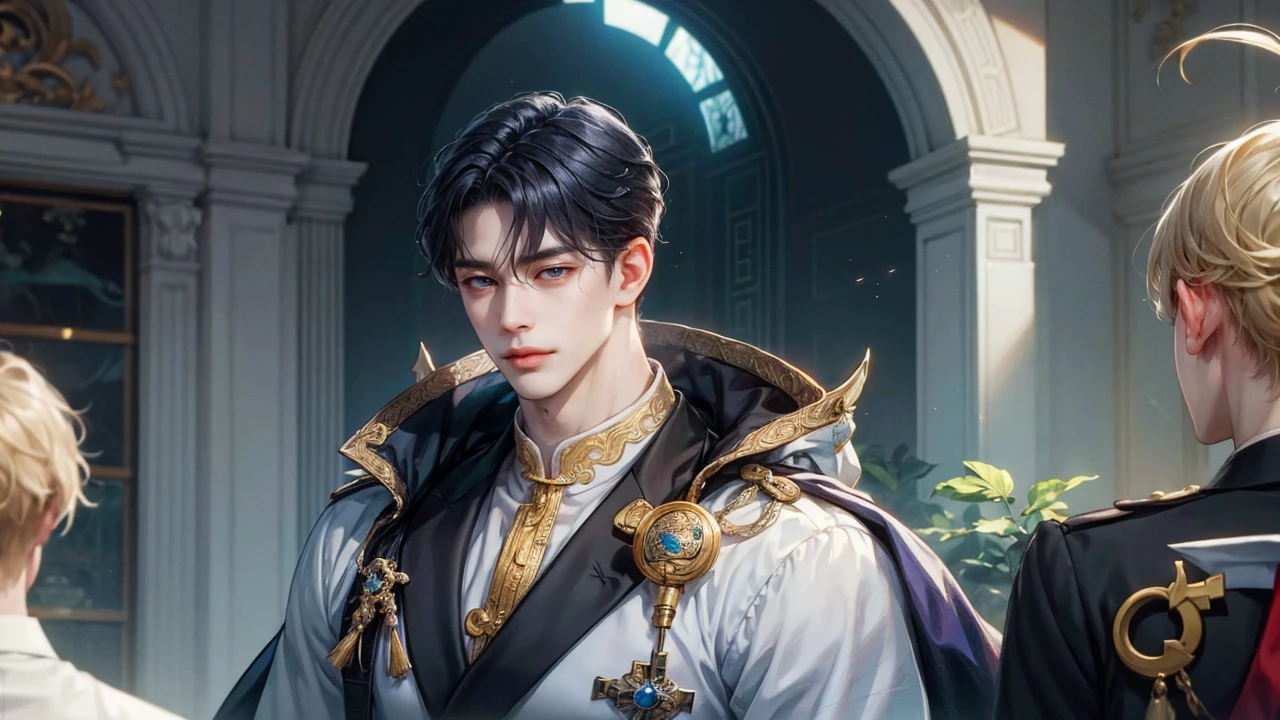 hay un hombre con traje y corbata parado en la calle, Inspirado por Zhang Han, hombre guapo animado, beautiful androgynous prince, handsome stunning realista, Chico anime alto con ojos azules., delicate androgynous prince, inspirado en Yanjun Cheng, cai xukun, chico guapo en el arte de Demon Slayer, realista. cheng yi, pose de anime guapo